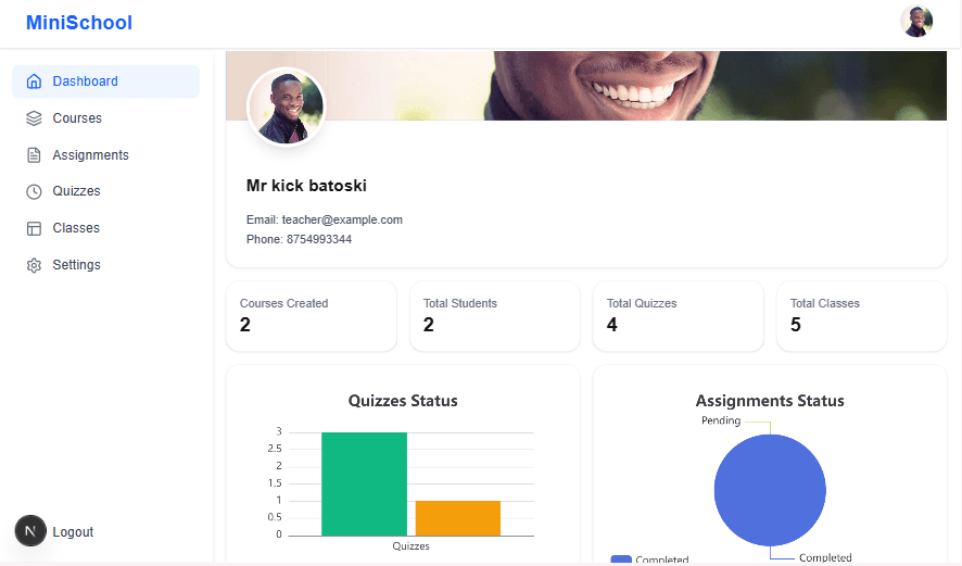 MiniSchool Dashboard